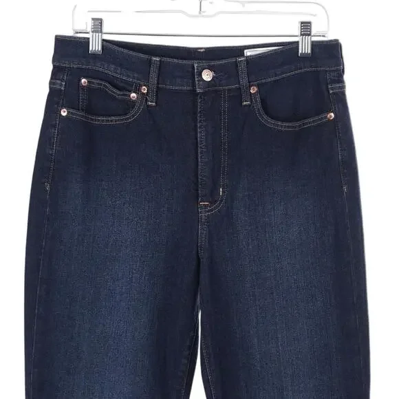 Gap '70s Flare High Rise Jeans Size 30 10S Blue Dark Wash Cotton Denim Retro - Picture 3 of 9